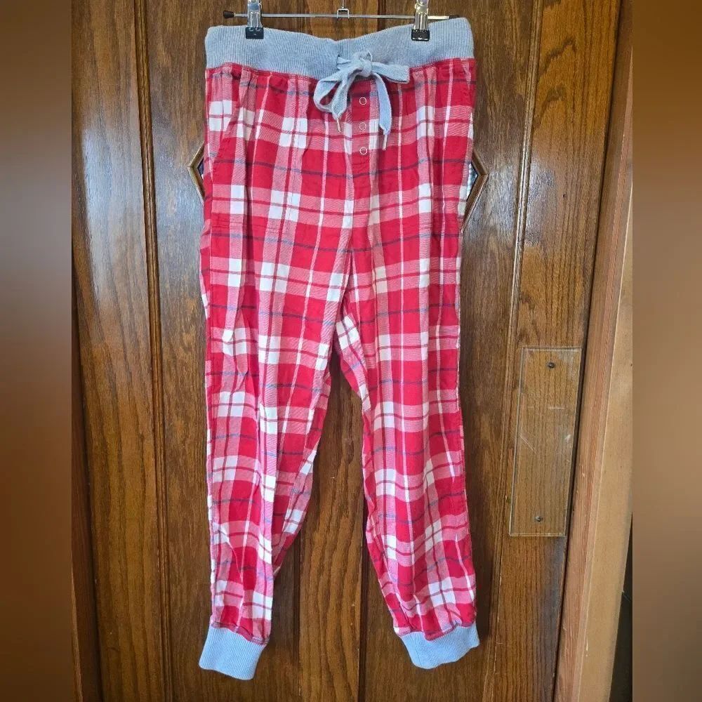 Aerie Flannel Red Plaid Jogger Pants Pajamas Size Small